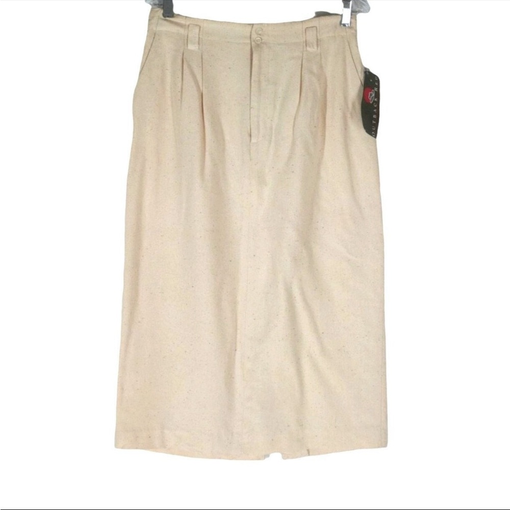 Vintage Silk Midi Skirt by Outback Red Womens Size 12 Oatmeal Colored Lined NWT